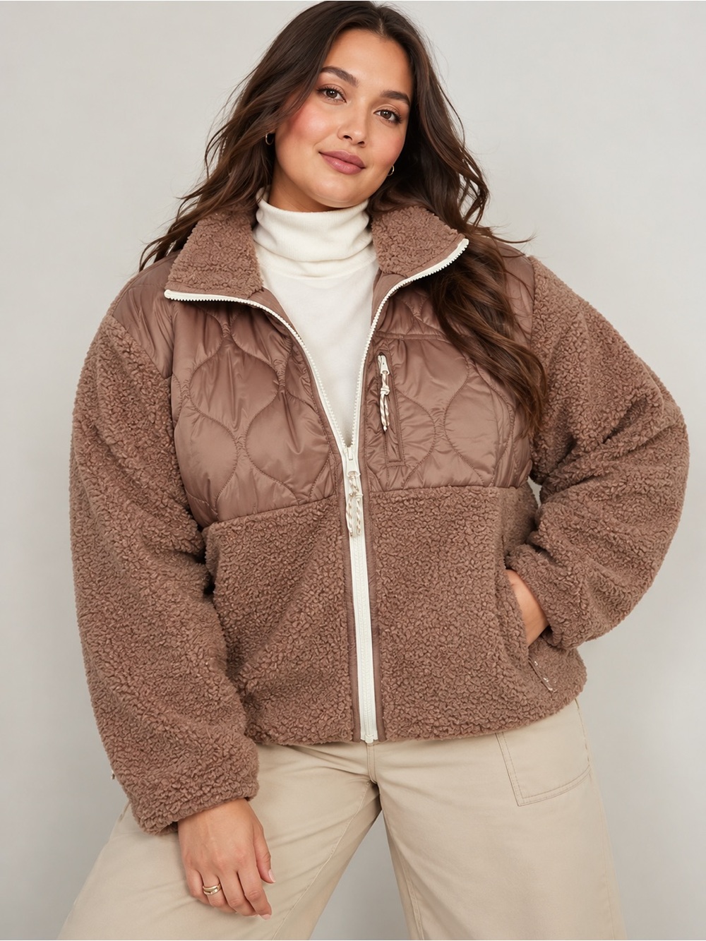 Old Navy Quilted Hybrid Sherpa Jacket | Plus Size 3X